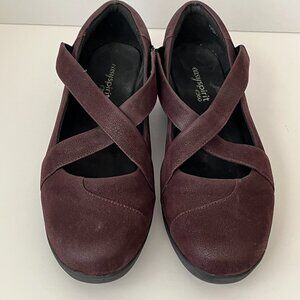 Easy Spirit e360 "Karlette" Faux Leather Dark Plum Mary Janes ~ Women’s Size 9W